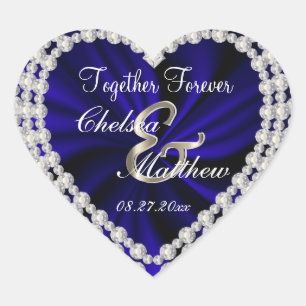 Sticker Cœur Mercredi Marine Blue Satin Personnaliser