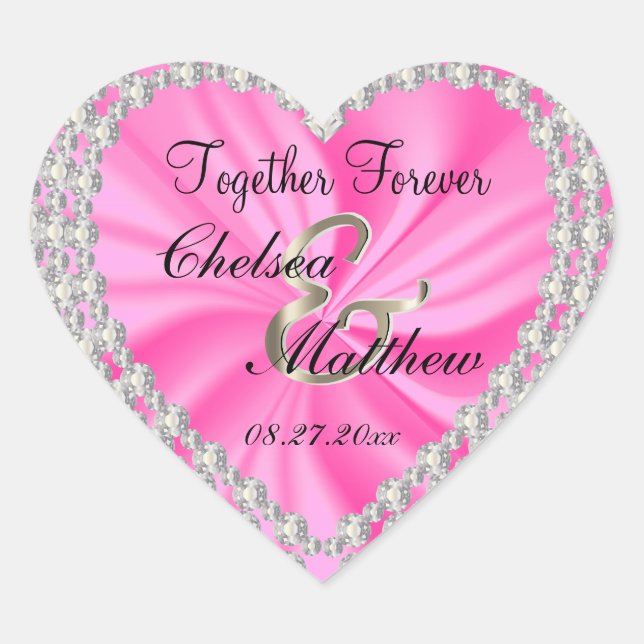 Sticker Cœur Mercredi Pink Satin | Personnaliser (Devant)