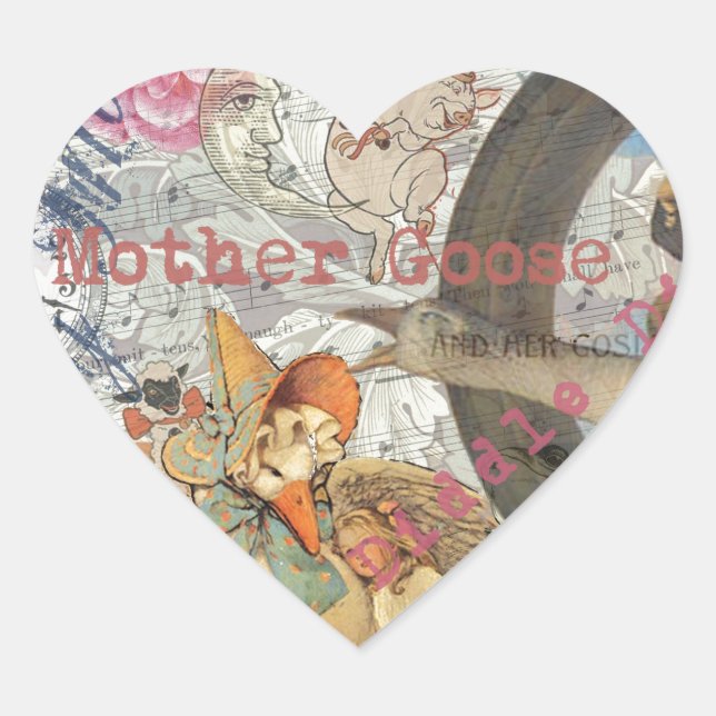 Sticker Cœur Mère Goose Nursery Rhyme Fairy Tale (Devant)
