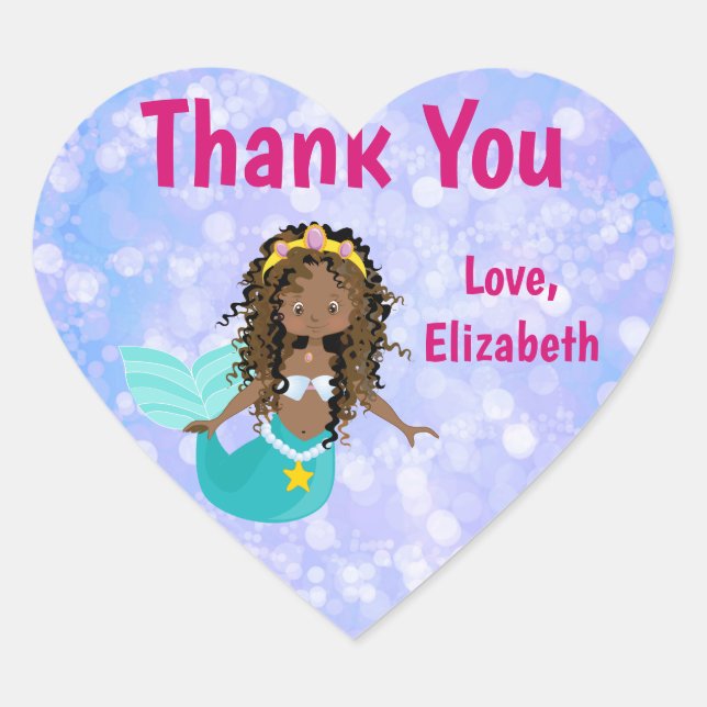 Sticker Cœur Mermaid Bokeh Girly (Devant)