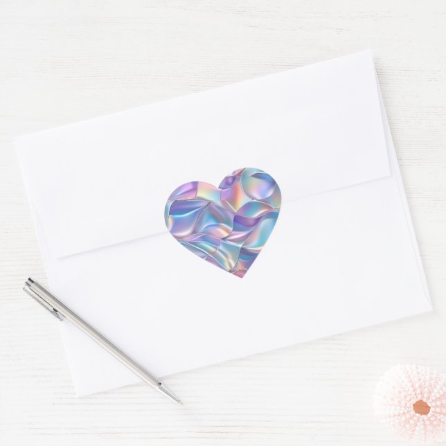 Sticker Cœur Métallisé iridescent 6 Géométrique (Enveloppe)