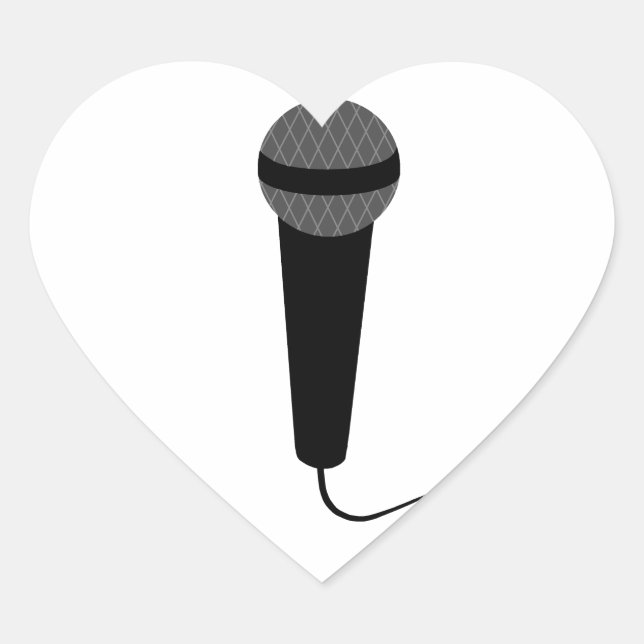 Sticker Cœur Microphone noir (Devant)