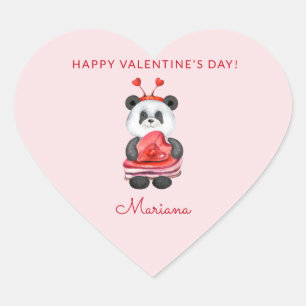 Sticker Cœur Mignon Panda Joyeuse Saint-Valentin Faveurs de Fêt