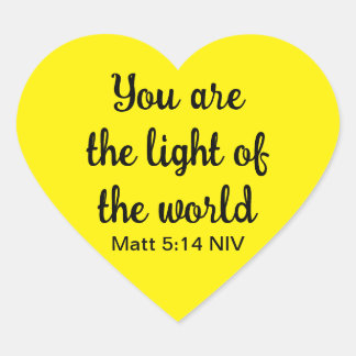 Sticker Cœur Mignonne Bright Yellow Bible Verse Lumière du mond