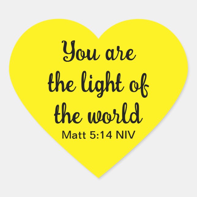 Sticker Cœur Mignonne Bright Yellow Bible Verse Lumière du mond (Devant)