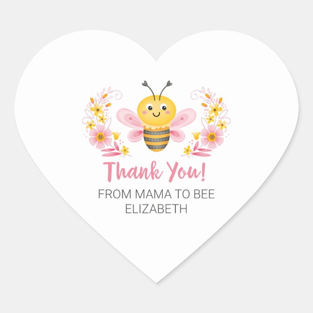 Sticker Cœur Mignonne maman jaune à être Baby shower Merci (Devant)