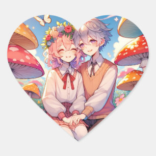 Sticker Cœur Mignonne mignon Anime Couple Whimsical Romantic