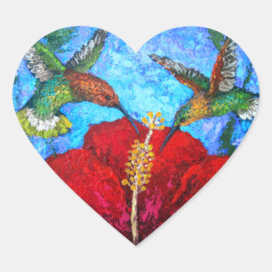 Sticker Cœur Mignons verts mignons Peinture florale