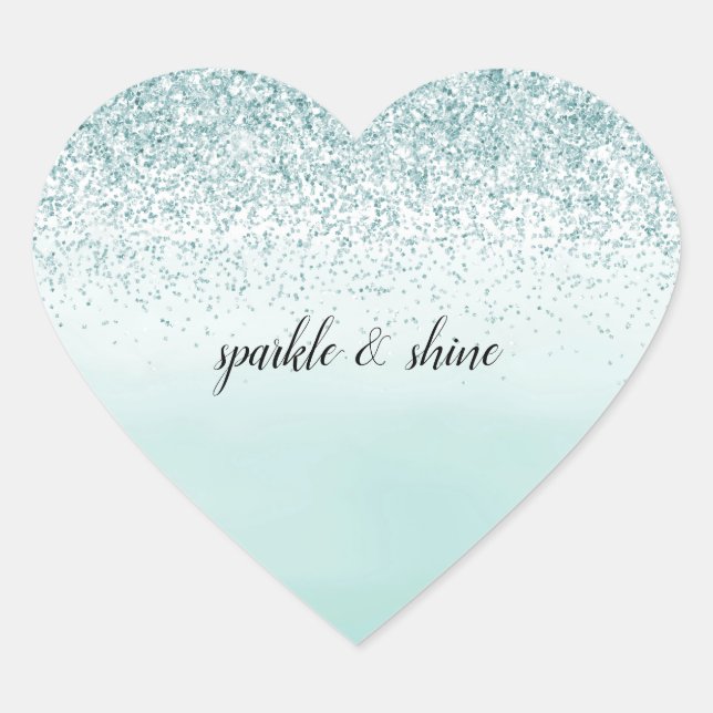 Sticker Cœur Mint Ombre Parties scintillant personnalisée (Devant)