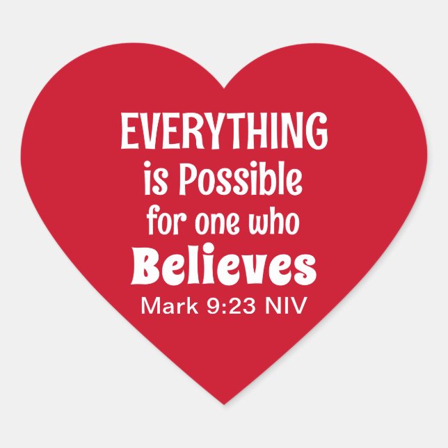 Sticker Cœur Miracle Bible Verse Christian Faith Red (Devant)