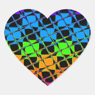Sticker Cœur Miroir à damiers arc-en-ciel multicolore