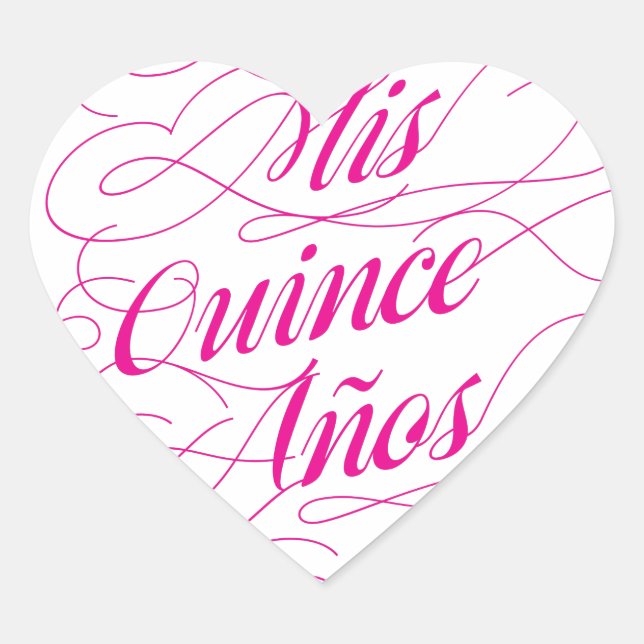 Sticker Coeur Mis Quince Años Rose | Quinceañera (Devant)