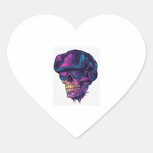Sticker Cœur Mode Jeu de crâne (Devant)