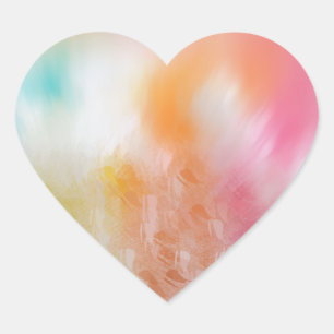 Sticker Cœur Modèle Abstrait Personnalisé Coloré Rose Rouge Jau