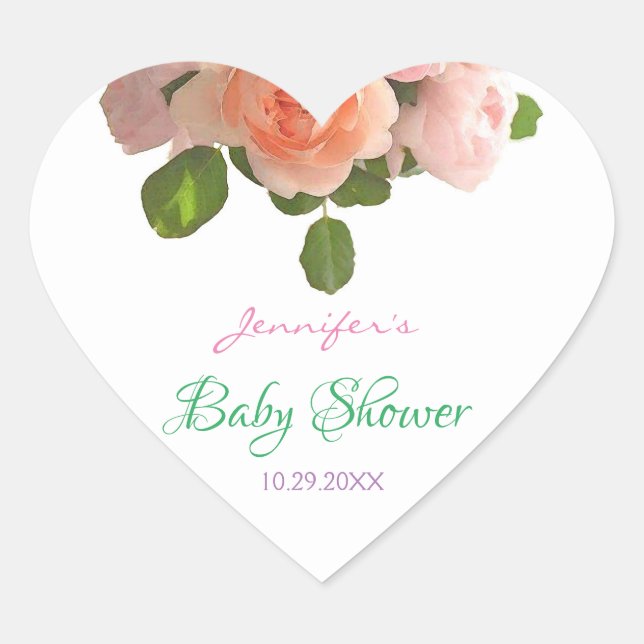 Sticker Cœur Modèle de Baby shower manuscrit de couleur aquarel (Devant)