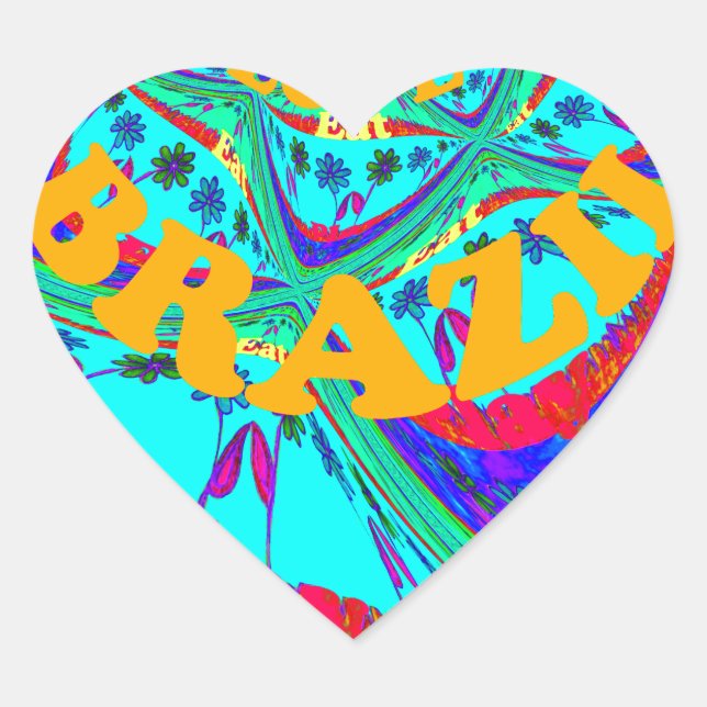 Sticker Cœur Modèle floral dynamique : Hommage brésilien Manger (Devant)