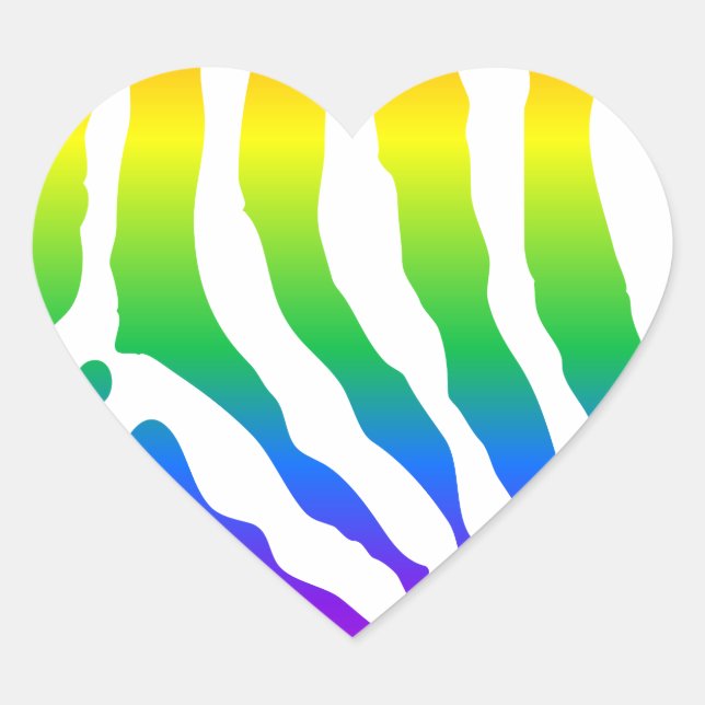 Sticker Cœur Modèle Rainbow Zebra (Devant)