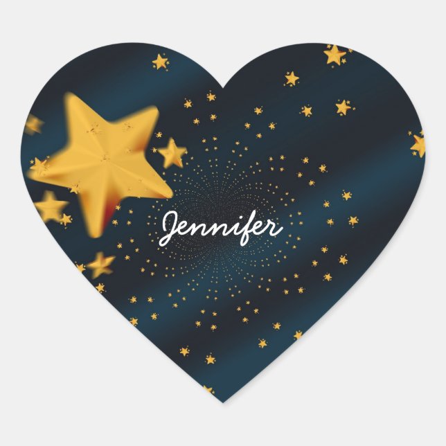 Sticker Cœur Modèle Starry Sky Text, prêt à Customiser (Devant)