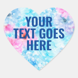 Sticker Cœur Modèle vierge cœur floral ajoutez votre texte