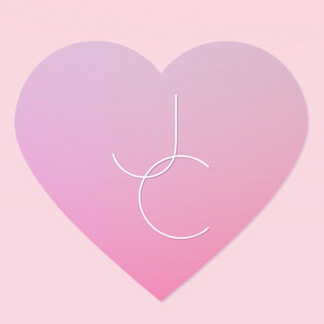Sticker Cœur Modern 2 Overlapping Initials | Pink Ombre (Créateur téléchargé)