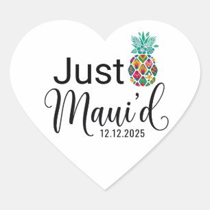 Sticker Cœur Modern Just Maui'd   Couple de lune de miel à Hawa