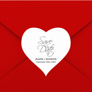 Sticker Cœur Moderne Enregistrer le Faire-part Mariage Date