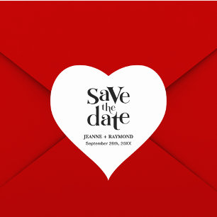 Sticker Cœur Moderne Enregistrer le Faire-part Mariage Date