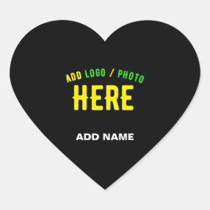 STICKER CŒUR MODERNE ET MODERNE PERSONNALISABLE NOIR VÉRIFIÉ