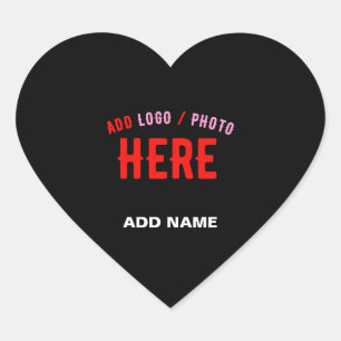 STICKER CŒUR MODERNE ET MODERNE PERSONNALISABLE NOIR VÉRIFIÉ