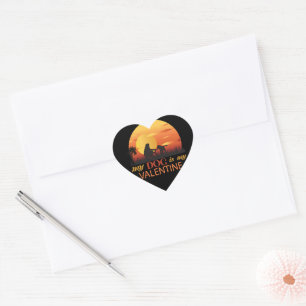 Sticker Cœur mon chien est ma valentine, mon chien est ma valen
