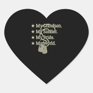 Sticker Cœur Mon grand-fils Mon héros soldat Fier Grand-père 