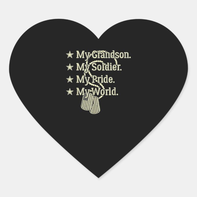 Sticker Cœur Mon petit-fils Mon héros militaire Fière grand-pèr (Devant)