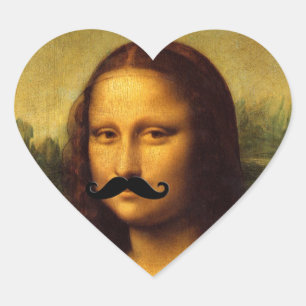 Sticker Cœur Mona Lisa Avec Moustache