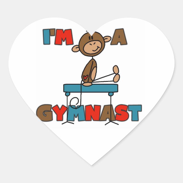 Sticker Cœur Monkey Je suis un Gymnaste (Devant)