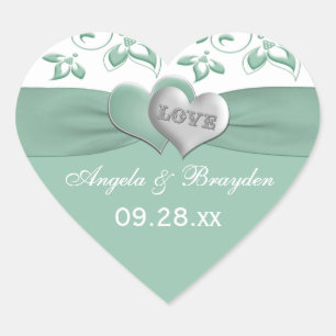 Sticker Cœur Monnaie, Coeurs Floraux Blanches Mariage Favor Sti