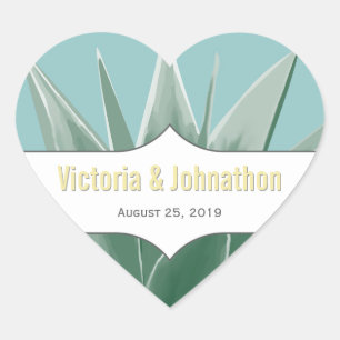 Sticker Cœur Monnaie et Mariage Succulent Jaune