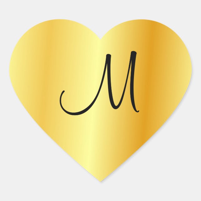 Sticker Cœur Monogram Gold Look Modèle élégant moderne (Devant)