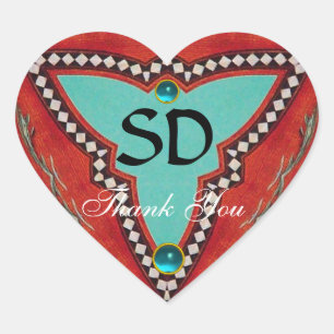 STICKER CŒUR MONOGRAMME ABSTRAIT DE TRIANGLE BLEU ROUGE