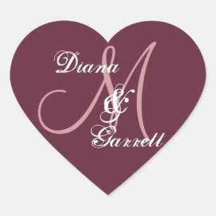 Sticker Cœur Monogramme Damas Mariage Bourgogne Tout V16 initia