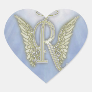 Sticker Cœur Monogramme d'ange de la lettre R