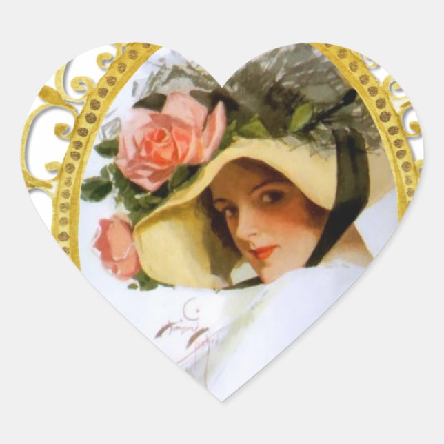 Sticker Cœur Monogramme floral vintage (Devant)