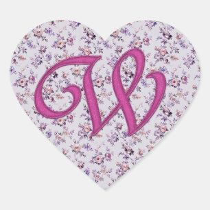 Sticker Cœur Monogramme Floral Vintage W