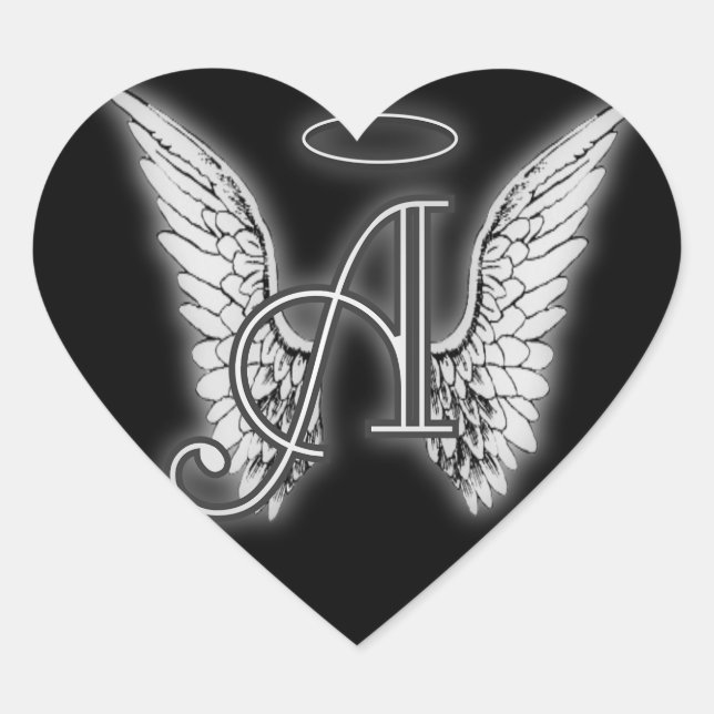 Sticker Cœur Monogramme Heart Angel Wings (Devant)