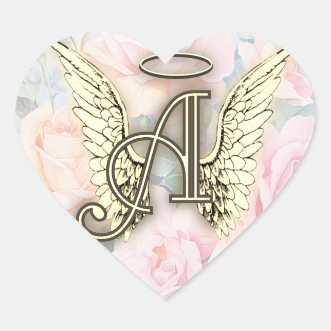 Sticker Cœur Monogramme Heart Angel Wings (Devant)