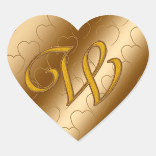 Sticker Cœur Monogramme Or W de luxe