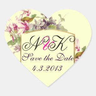 STICKER CŒUR MONOGRAMME ROMANTİCA / CYCLAMENS ROSE ENREGISTRER 