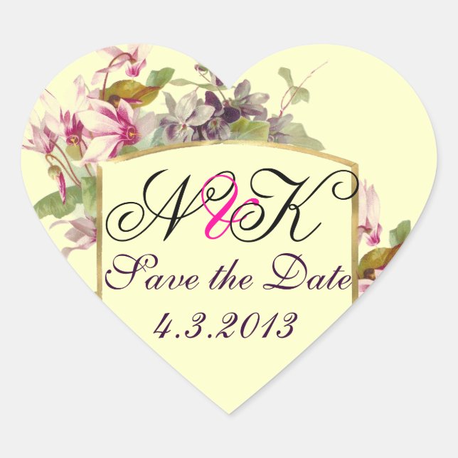 STICKER CŒUR MONOGRAMME ROMANTİCA / CYCLAMENS ROSE ENREGISTRER  (Devant)