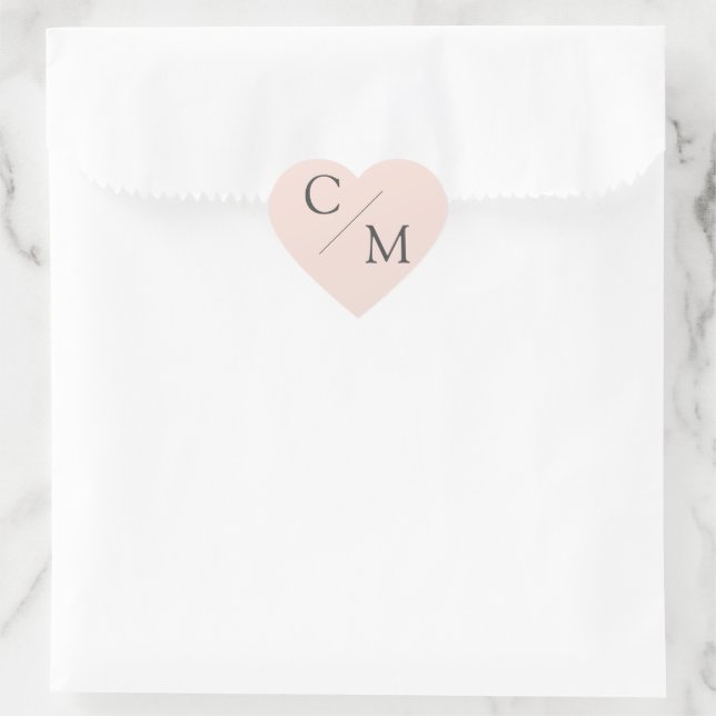 Sticker Cœur monogramme simple et élégant (Sac)