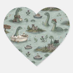 Sticker Cœur Monstre du Loch Ness 