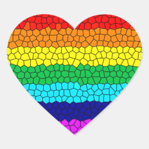 Sticker Cœur Mosaïque arc-en-ciel